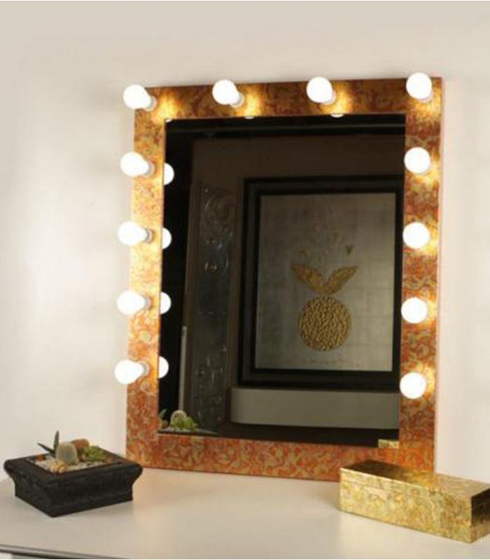 El espejo maquillaje vintage con luz LED perimetral. Fabricado a mano. El  espejo de maquillaje vintage l…