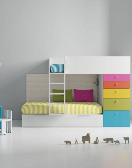 Litera tren con protector cerrado y cama de arrastre