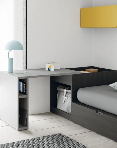 Escritorio extraíble con estantería o plataforma