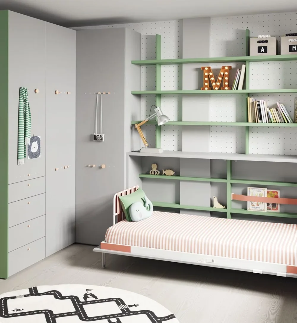 Cama abatible con estantería