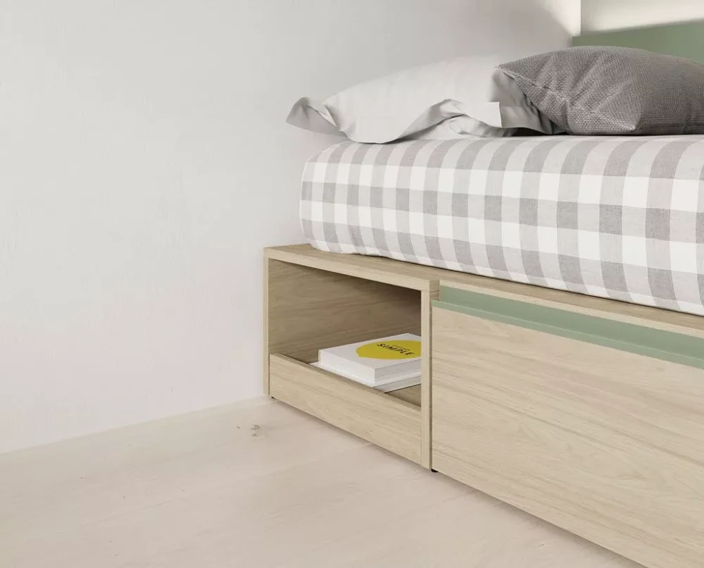 Dormitorio juvenil de dos camas con estantería - Imagen 3