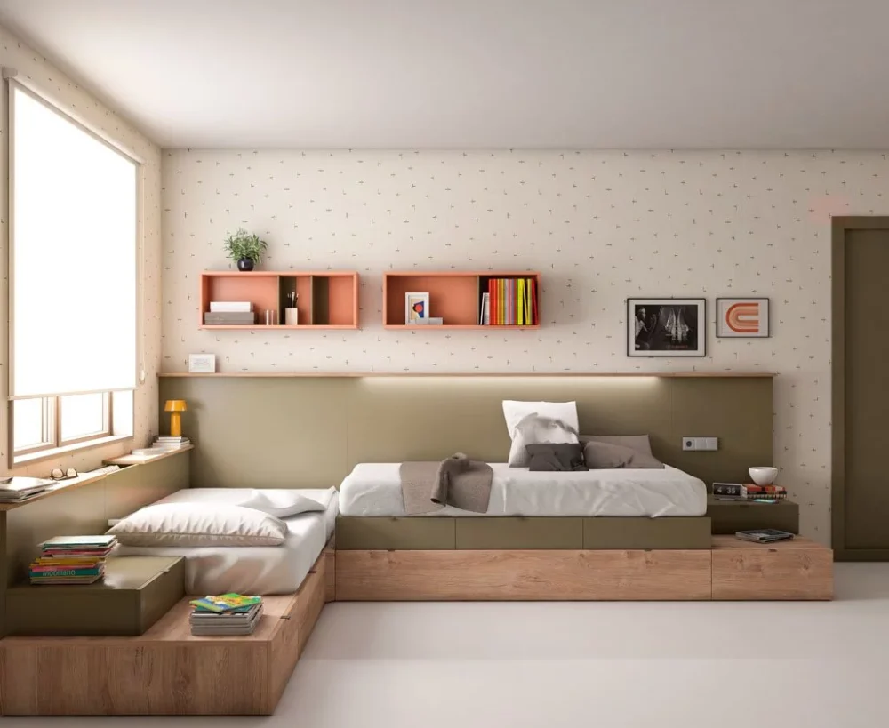 Dormitorio con dos camas en L - Imagen 3