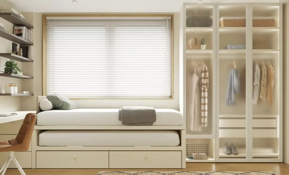 Cama nido, armario y escritorio - Imagen 4