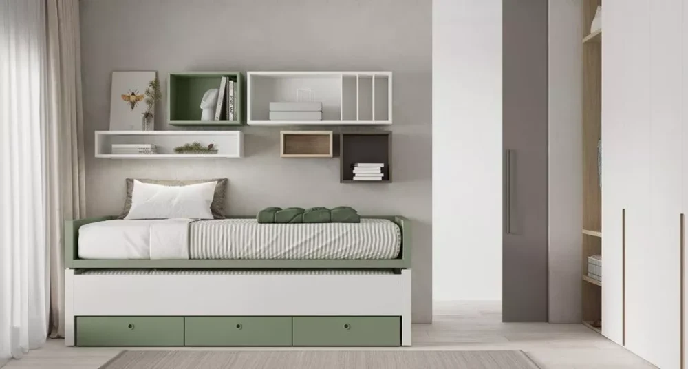 Cama compacta con cajones