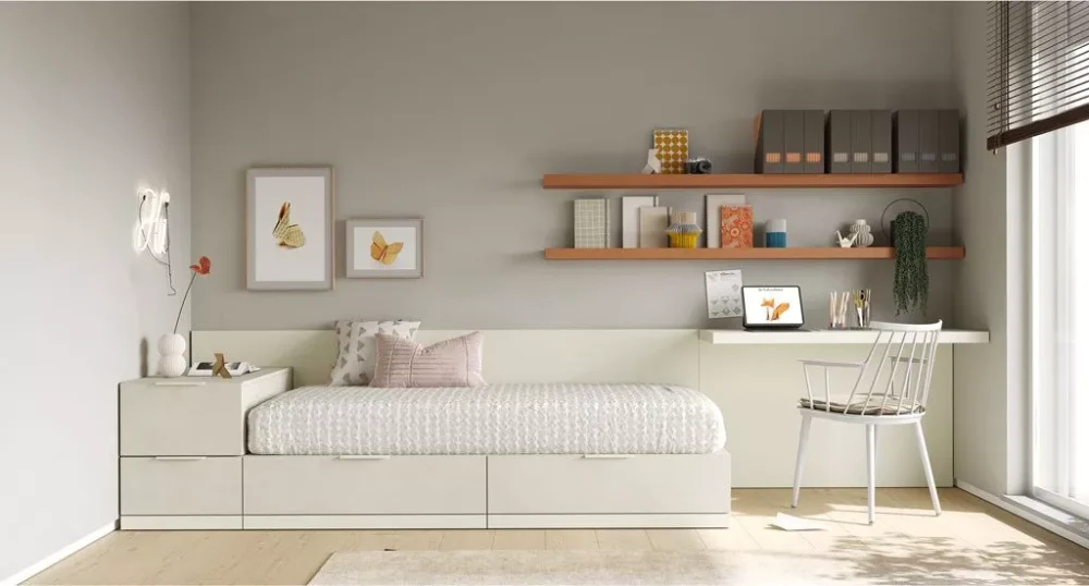 Cama modular con escritorio flotante - Imagen 4