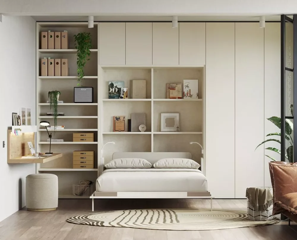 Cama integrada en salón