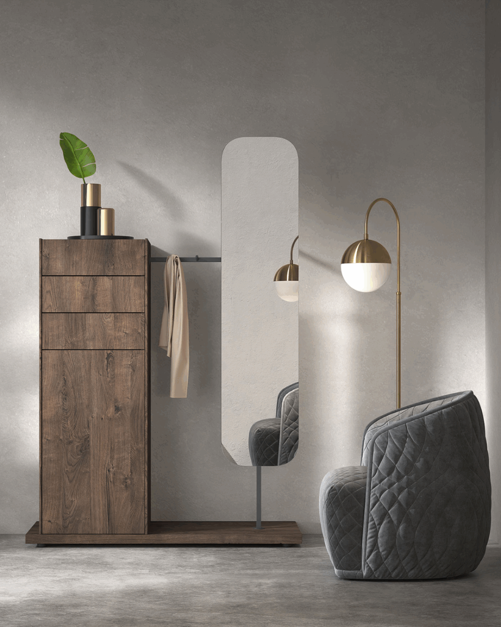 Mueble funcional y espejo
