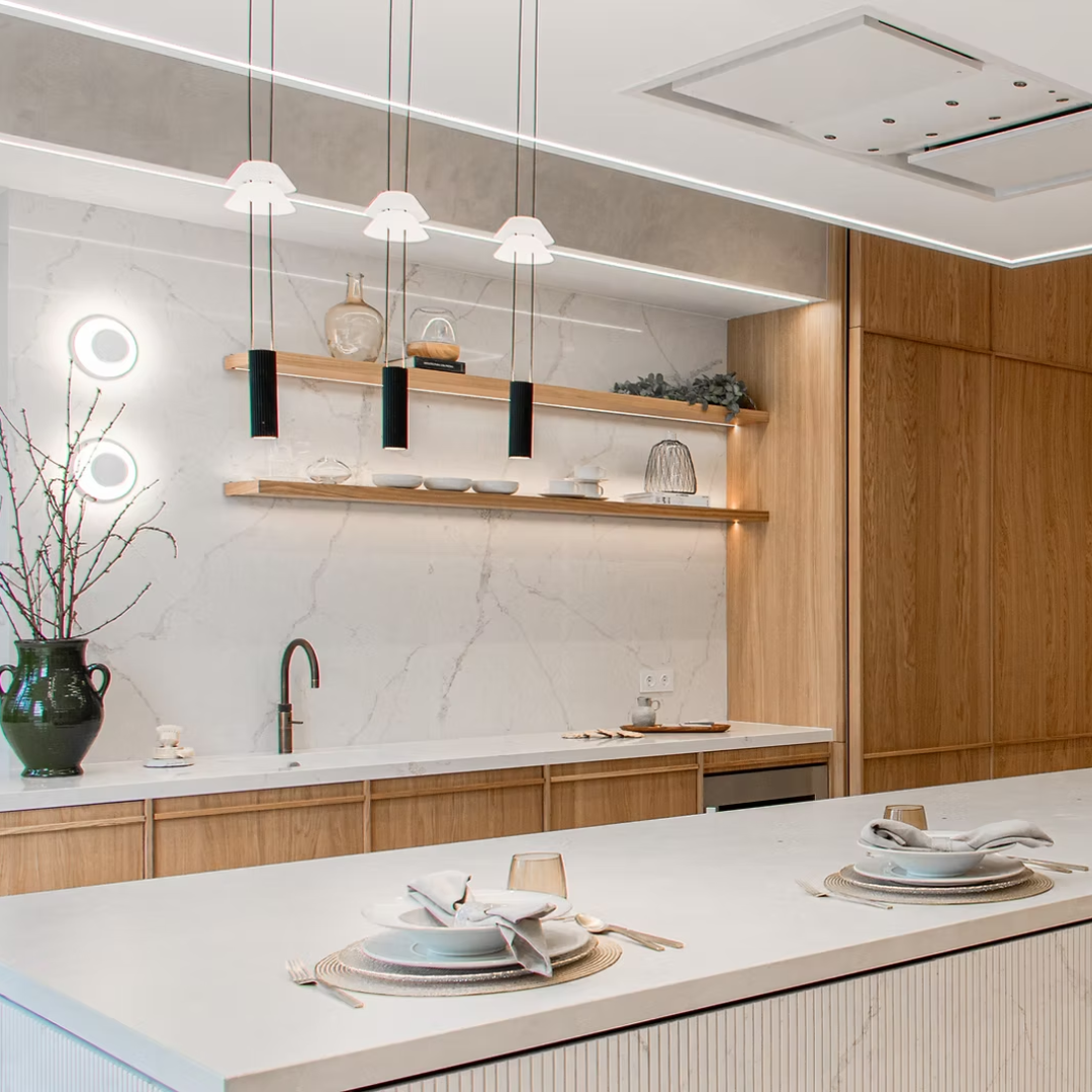 Cocina blanco y roble