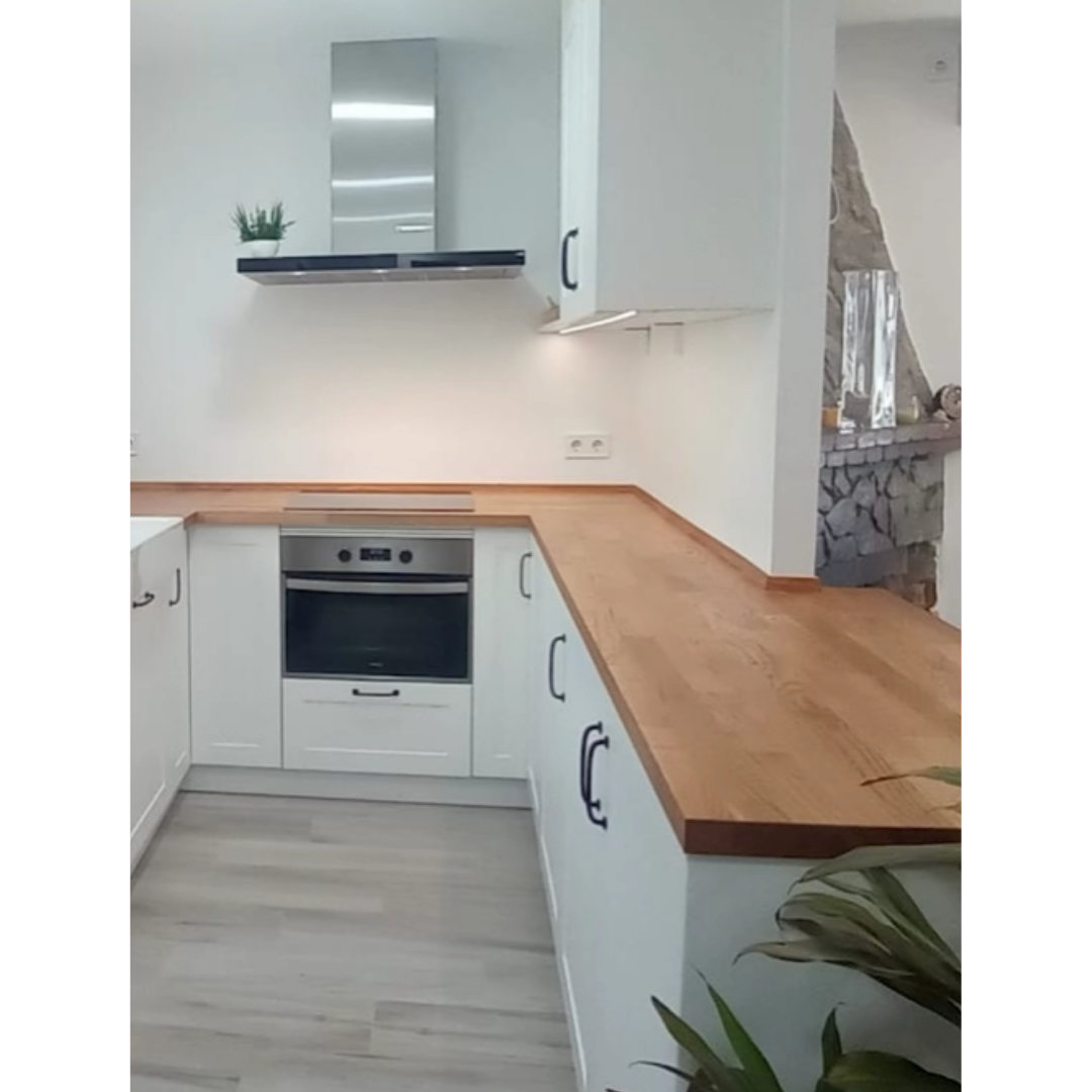 Cocina roble y blanca - Imagen 2