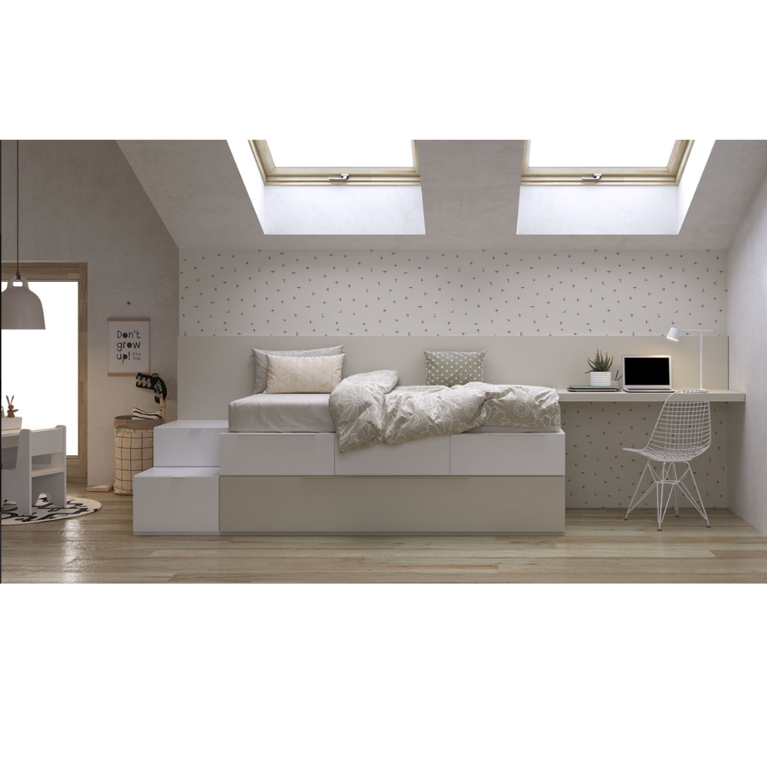 Cama nido con escritorio y escalera - Imagen 4