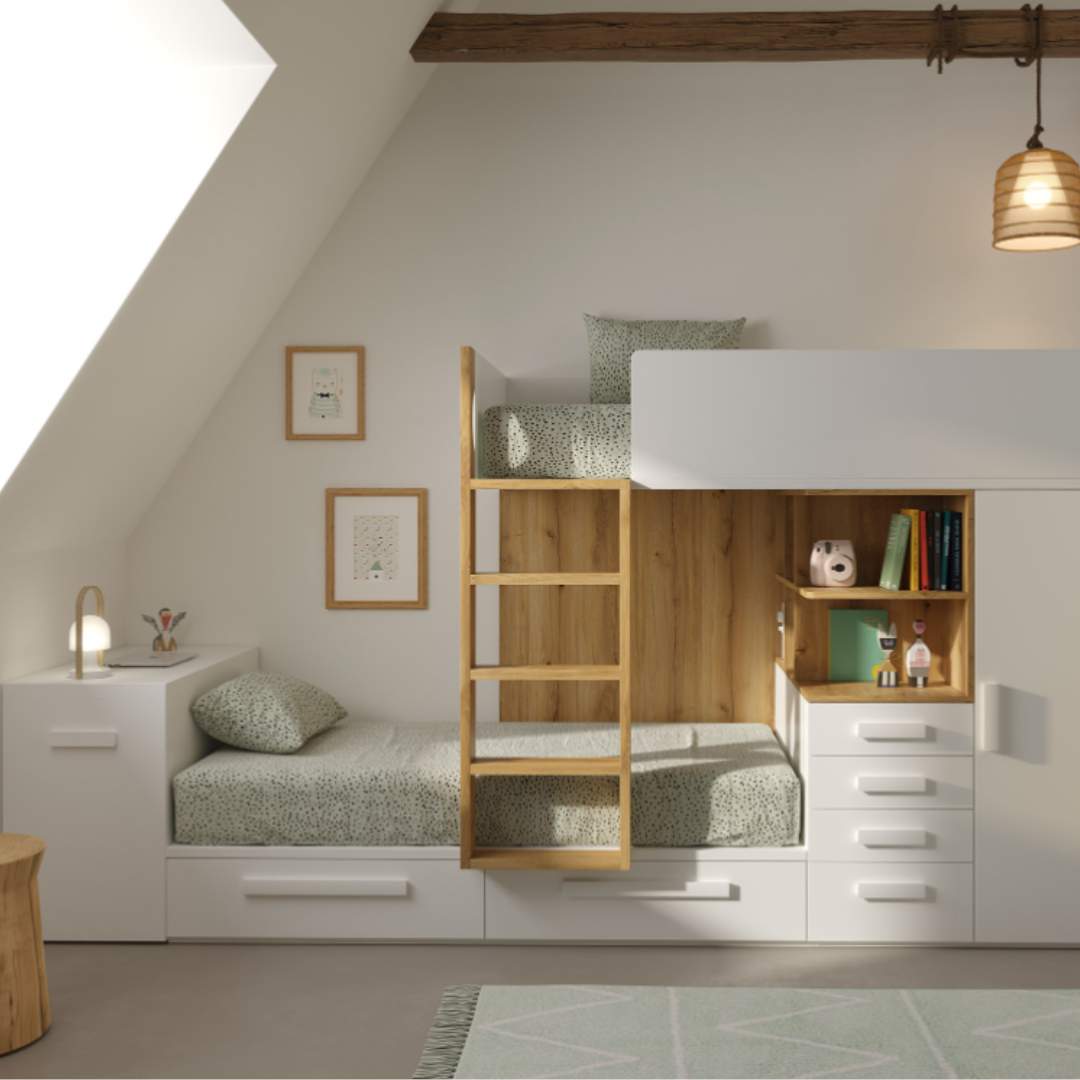 Litera tren con escritorio