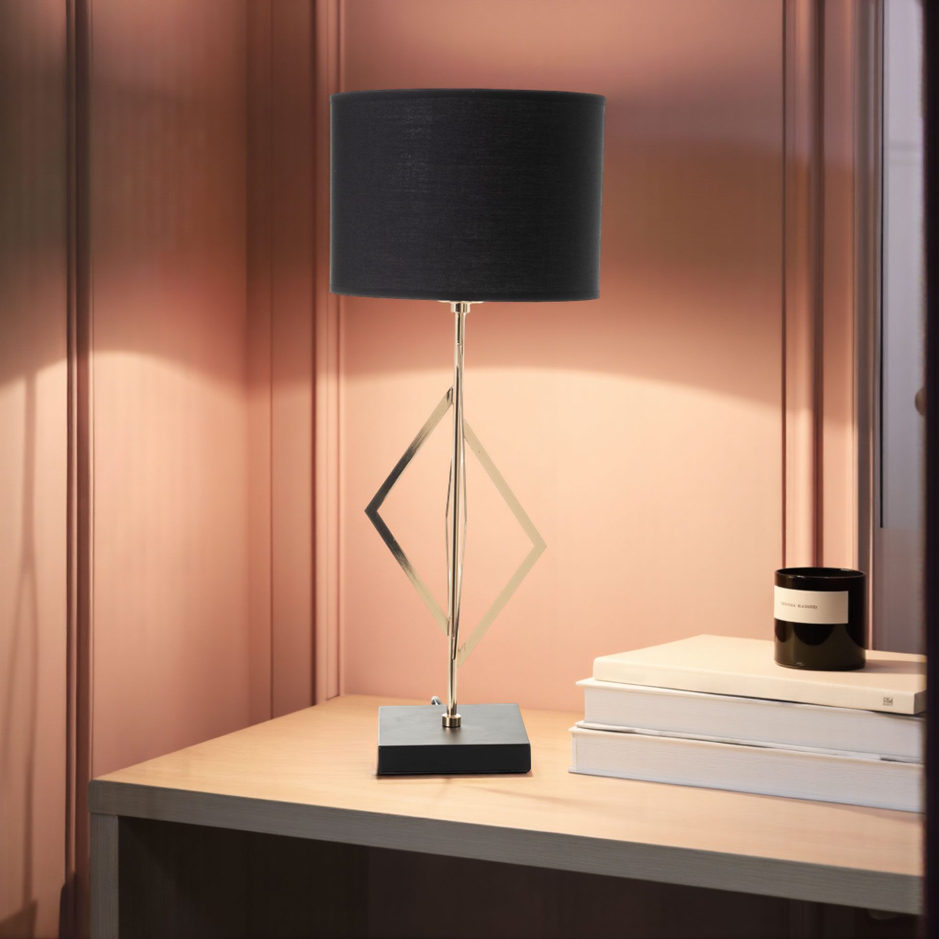 Lámpara de mesa negro y oro - Imagen 5